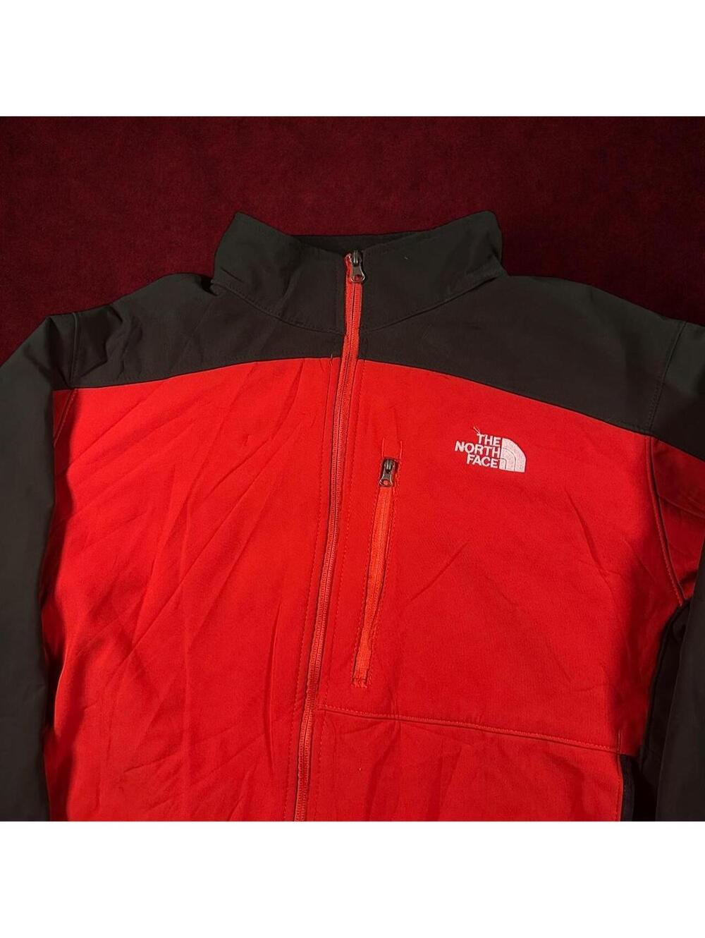 The North Face Mens Large Red Black Softshell Full Zip Jacket